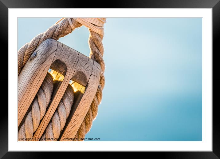 Nautical pulley  Framed Mounted Print by Alex Winter