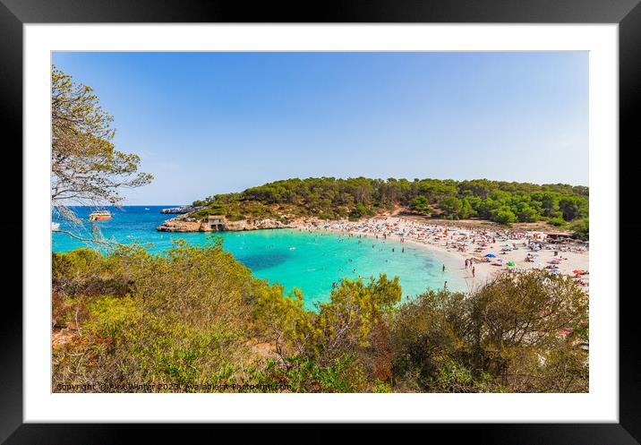 Bay of S'Amarador beach at Mondrago Park, beautiful coast on Mallorca island, Spain Framed Mounted Print by Alex Winter