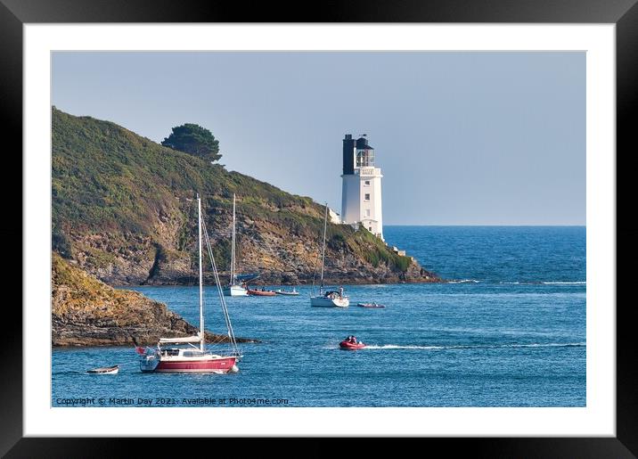 St Anthonys Head Lighthouse.  St Mawes Cornwall. Framed Mounted Print by Martin Day