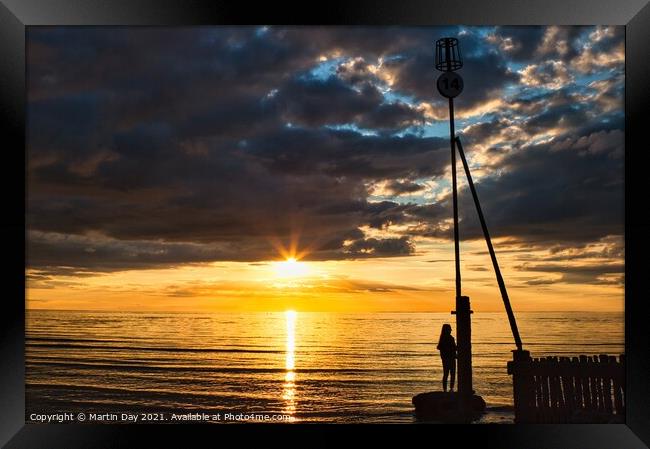 Majestic Sunset Silhouette on The wash Hunstanton Framed Print by Martin Day
