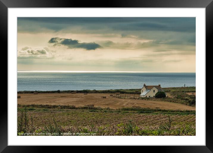 Majestic Cornish Cottage Overlooking a Scenic Hori Framed Mounted Print by Martin Day