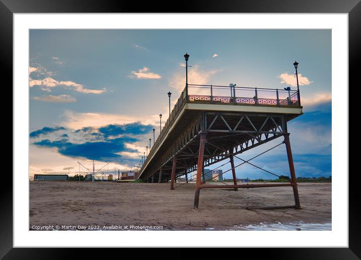 Skegness Pier at Low Tide  Framed Mounted Print by Martin Day