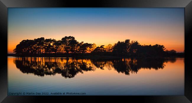 Majestic Sunset Reflections over Hatchet Pond Framed Print by Martin Day