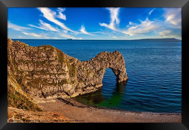 Durdle Door and The Isle of Portland Framed Print by Martin Day