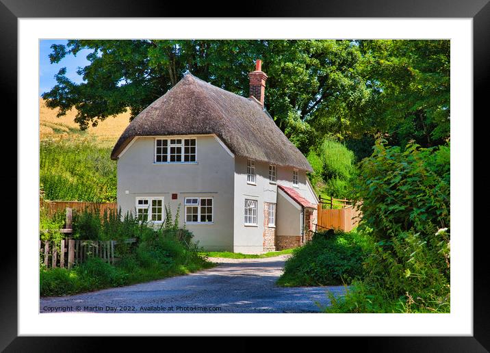 Idyllic Thatched Cottage in Dorset Framed Mounted Print by Martin Day