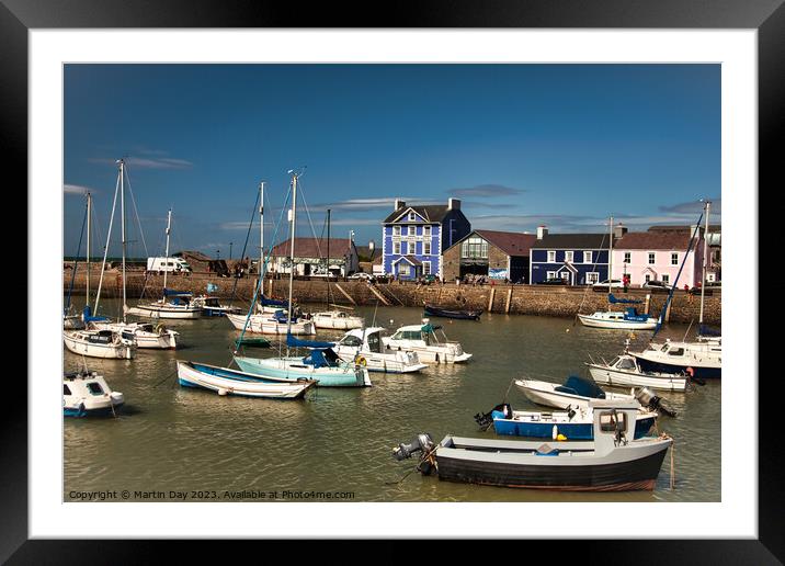 Aberaeron Harbour and Harbourmaster Hotel Framed Mounted Print by Martin Day