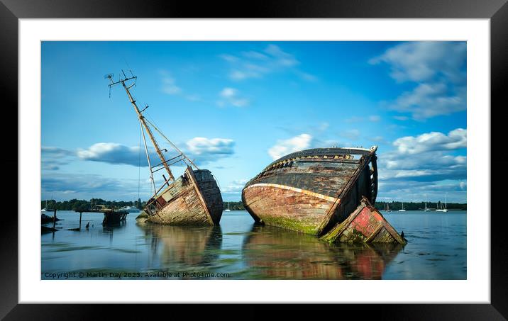 Tranquil Pin Mill Wrecks 2 Framed Mounted Print by Martin Day