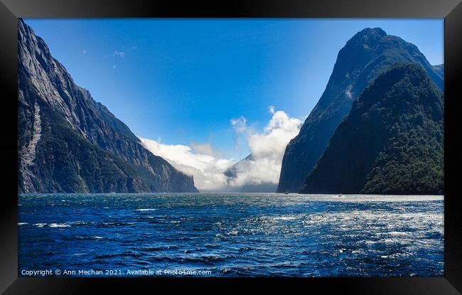 Milford Sound New Zealand. Framed Print by Ann Mechan