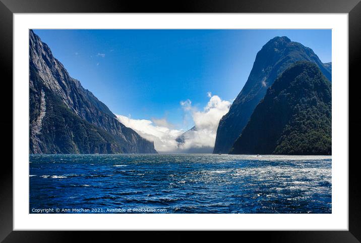 Milford Sound New Zealand. Framed Mounted Print by Ann Mechan