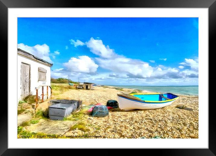 Fishing Boat on Lumpits Beach Framed Mounted Print by Gareth Parkes