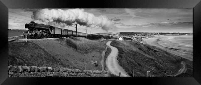 The Flying Scotsman heading south from Berwick  Framed Print by Jim Gibson
