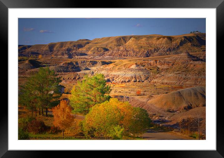 Alberta Bandlands Desert Sand Hills in the Fall in Framed Mounted Print by PAULINE Crawford