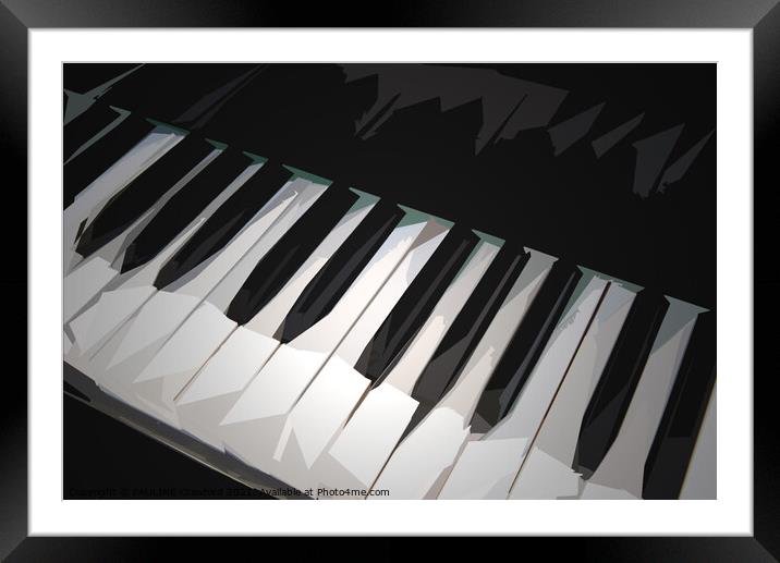 Piano Keys  Keyboard in Geometric Art Style Framed Mounted Print by PAULINE Crawford