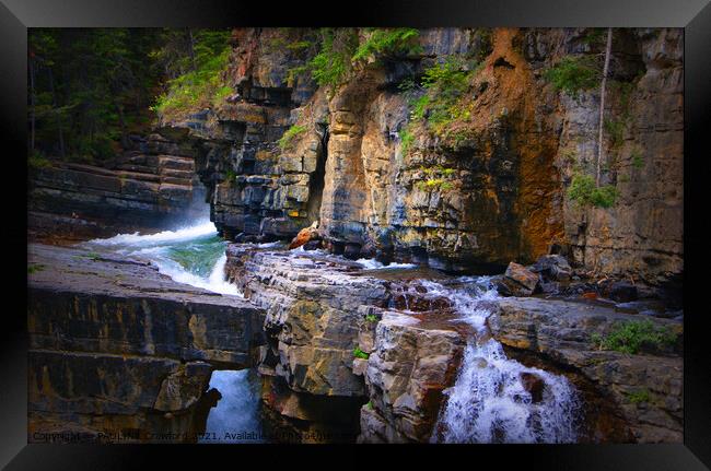 Waterfalls at Johnston's Canyon Banff Alberta Canada Framed Print by PAULINE Crawford