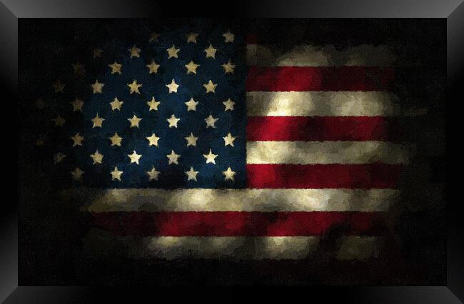 American Flag Digital Painting USA Flag Framed Print by PAULINE Crawford