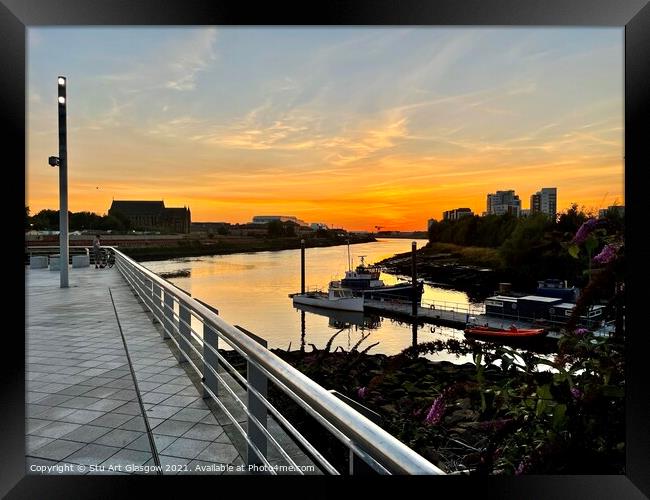 Glasgow Sunset Framed Print by Stu Art Glasgow