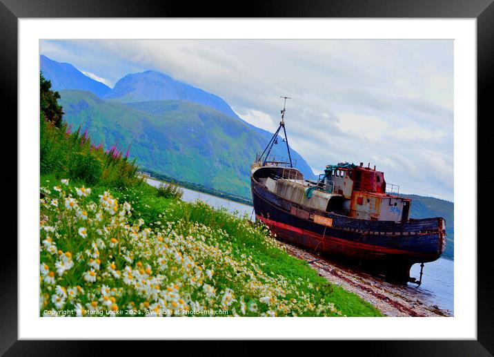 Corpach boat wreck and Ben Nevis Framed Mounted Print by Morag Locke