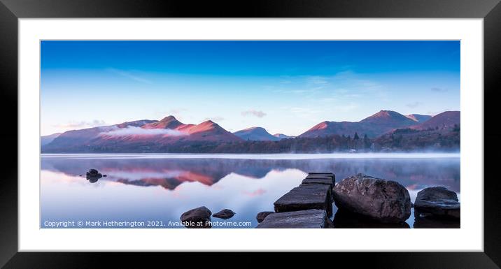 First Light from Isthmus Bay Derwentwater Framed Mounted Print by Mark Hetherington
