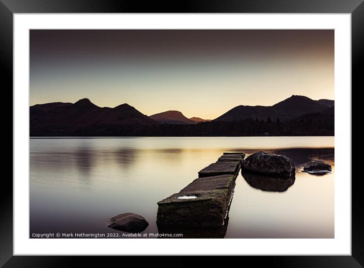 Serene evening at Isthmus Bay Derwentwater, The Lake District Framed Mounted Print by Mark Hetherington