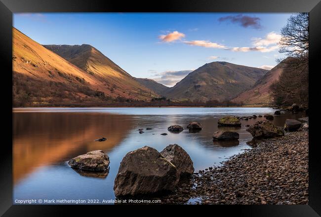 A peaceful Brotherswater Framed Print by Mark Hetherington