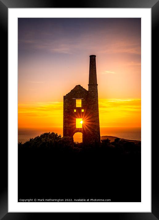 Sunset Carn Galver Tin Mine Cornwall Framed Mounted Print by Mark Hetherington