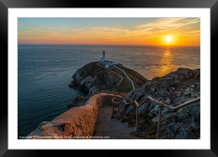 Anglesey South Stack sunset Framed Mounted Print by Mark Hetherington