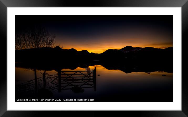 Derwentwater Sunset Framed Mounted Print by Mark Hetherington