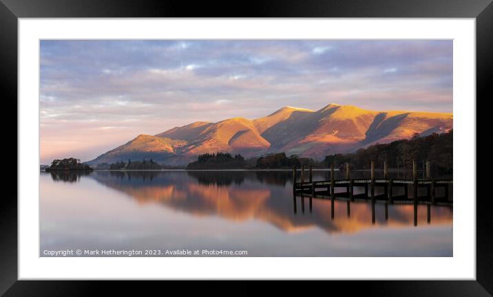 Skiddaw Sunrise from Ashness Jetty Framed Mounted Print by Mark Hetherington