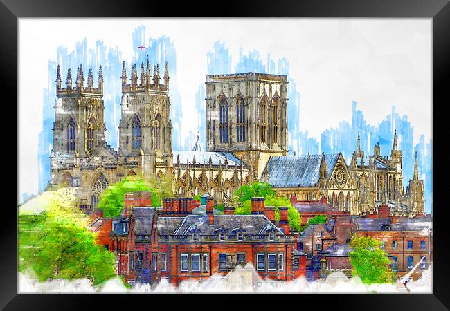 York Minster - Sketch Framed Print by Picture Wizard