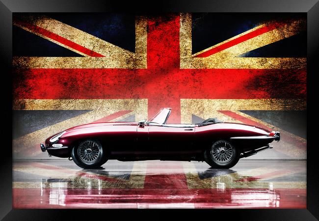 Jaguar E-Type Union Jack Framed Print by Picture Wizard