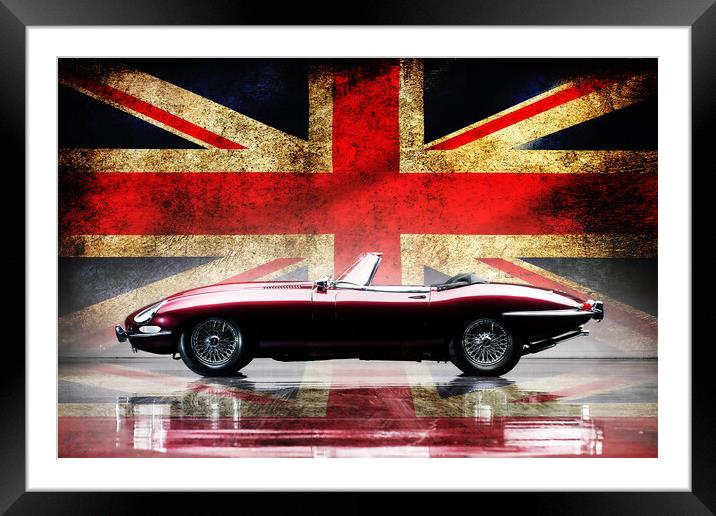 Jaguar E-Type Union Jack Framed Mounted Print by Picture Wizard