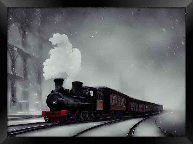 Steam Train In The Snow Framed Print by Picture Wizard