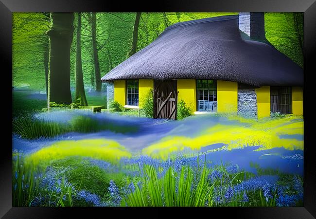 Thatched Cottage In The Woods Framed Print by Picture Wizard