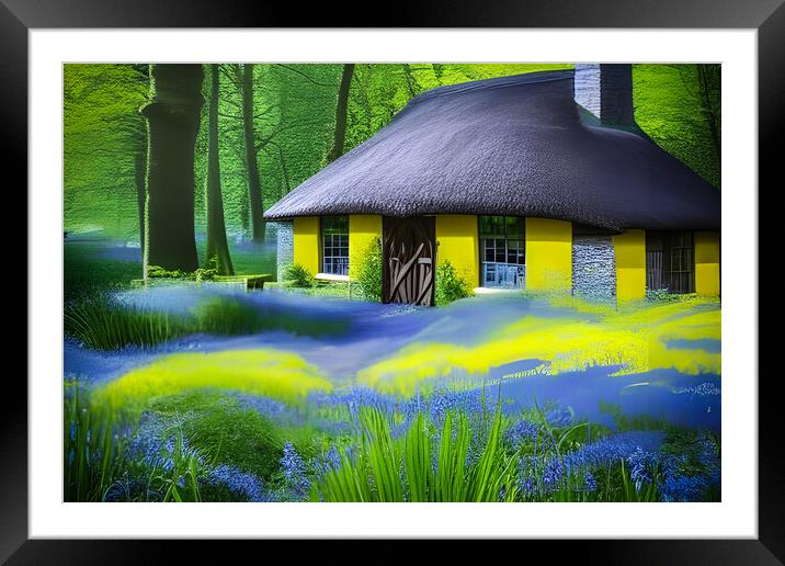 Thatched Cottage In The Woods Framed Mounted Print by Picture Wizard