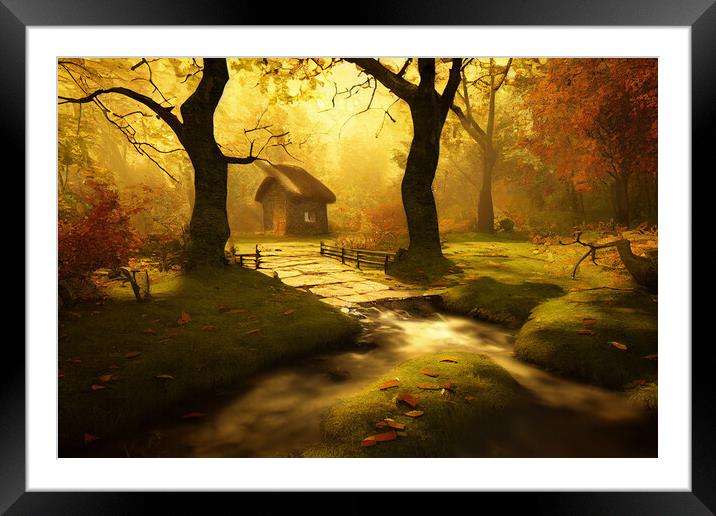 Autumnal Woodland Cottage Framed Mounted Print by Picture Wizard