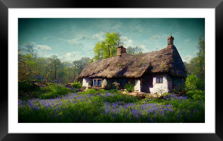 A Bluebell Cottage Framed Mounted Print by Picture Wizard