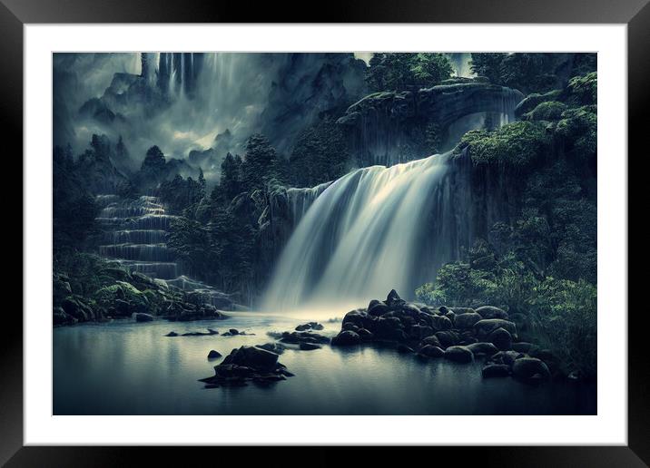 Fantasy Waterfall Framed Mounted Print by Picture Wizard