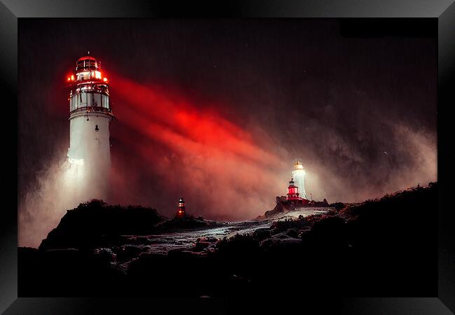 Ghostly Lighthouse Framed Print by Picture Wizard