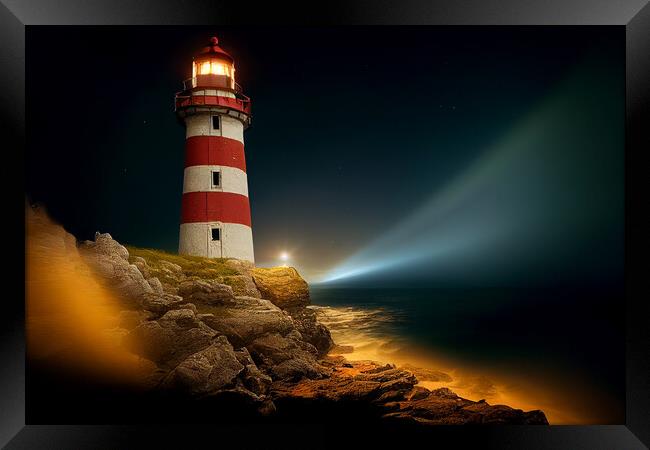 The Red and White Lighthouse Framed Print by Picture Wizard
