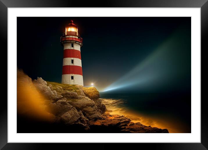 The Red and White Lighthouse Framed Mounted Print by Picture Wizard
