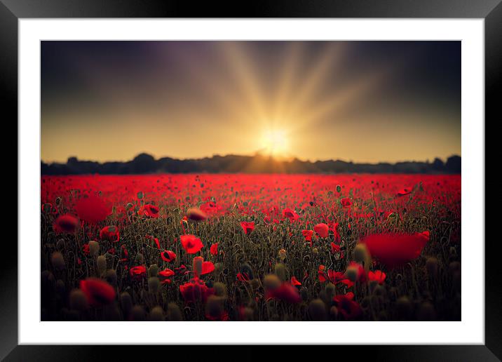 Poppy field sunset Framed Mounted Print by Picture Wizard