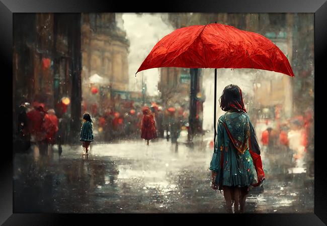 The Red Umbrella Framed Print by Picture Wizard