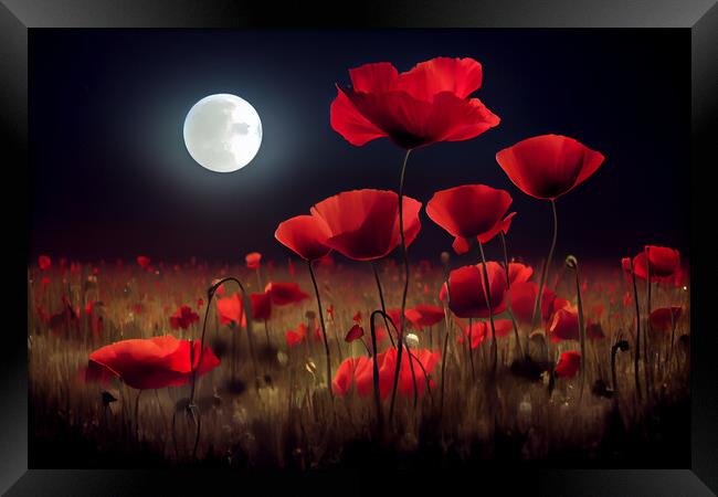Poppy Full Moon Framed Print by Picture Wizard