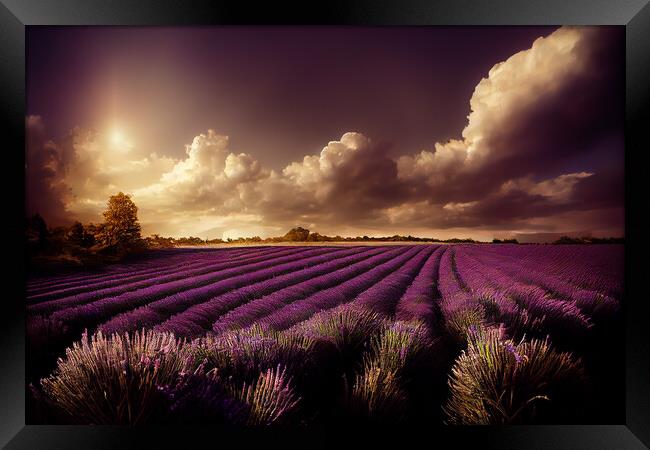 Purple Fields of Lavender Framed Print by Picture Wizard
