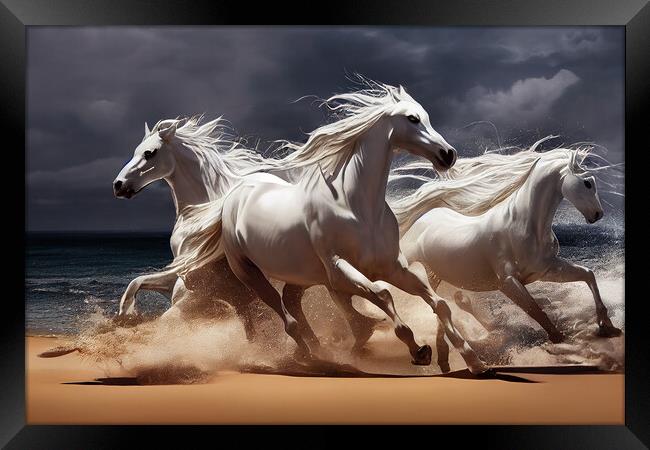 White Horses Framed Print by Picture Wizard