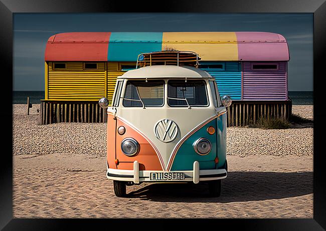 Beach Camper Framed Print by Picture Wizard