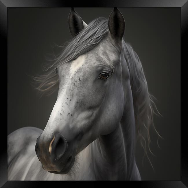 Grey Horse Portrait 2 Framed Print by Picture Wizard