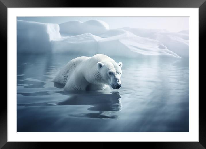 Polar Bear Hunting Framed Mounted Print by Picture Wizard