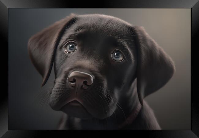 Black Labrador Pup Framed Print by Picture Wizard