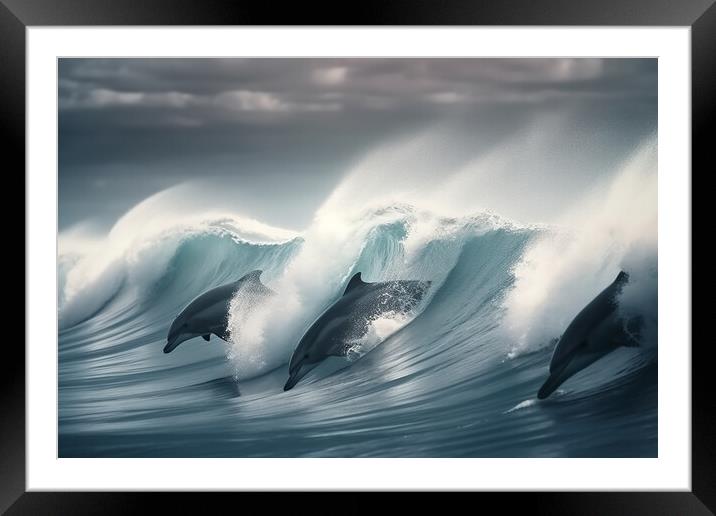 Pod of Dolphins Framed Mounted Print by Picture Wizard